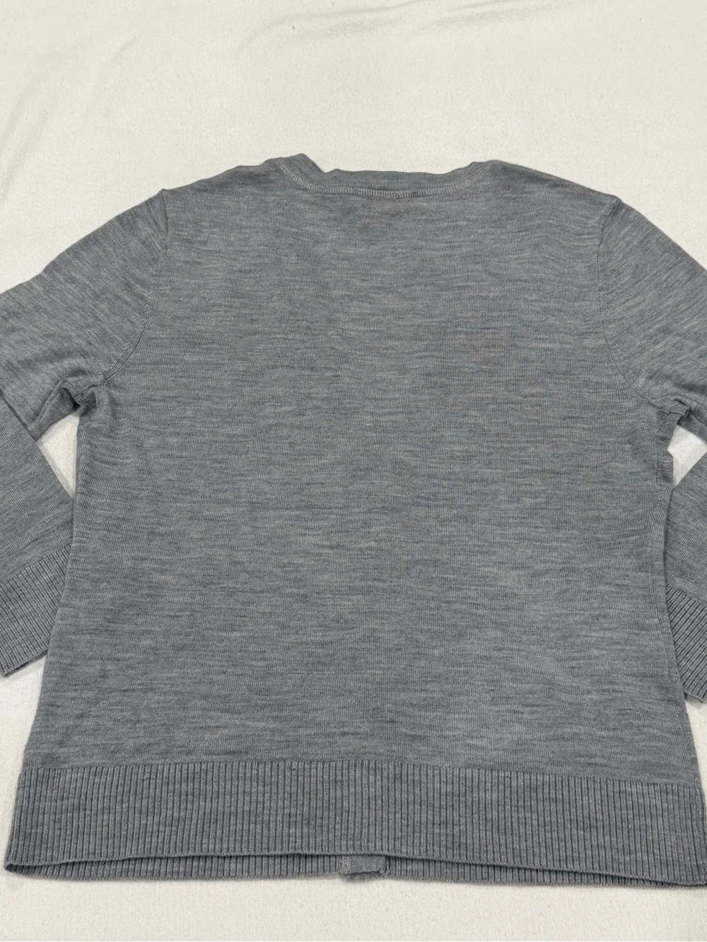 Tory Burch Merino Wool Cardigan Gray Quiet Luxury Preppy Old Money Women's M